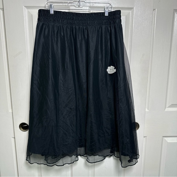 Women's Nike Woven Maxi Mesh Tulle Maxi Black Skirt Size X-Large Streetwear Goth - Picture 4 of 14